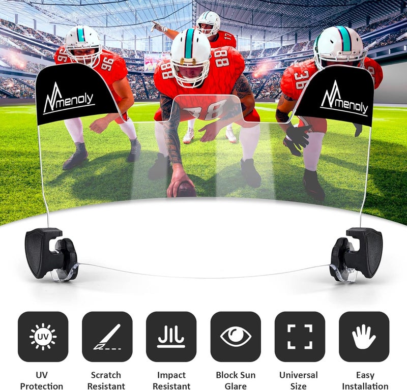 MENOLY Football Visor, Youth Football Helmet Viosor, Scratch Resistant, UV Block, Facial Protection Visor for Football Helmet - Image 4